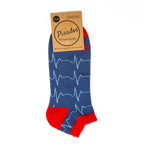 Cotton Ankle Socks Nurse Doctor Hospital Work & Travel EKG Pulsations Blue Unisex