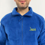 Personalised Custom Name Men Fleece Jacket Blue Design 1