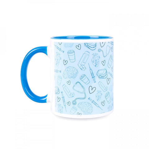 Classic Mug Nurse Print Blue Ceramic El Arte de Cuidar