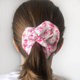 Scrunchie 100% Cotton Soft Elastic Pink Bow Breast Cancer