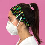 Headband Mask Holder with Buttons 100% Cotton Cactus