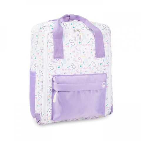 Medical Backpack for Home Care Visits White Purple