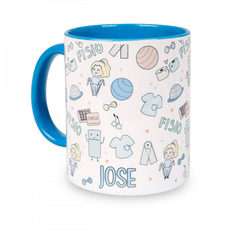 Personalised Custom Name Classic Mug Physio Pastel Colors Blue Ceramic