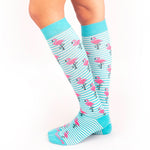 Certified Compression Socks Nurse Doctor Hospital Work & Travel Flamingo Unisex Turquoise