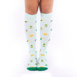 Certified Compression Socks Nurse Doctor Hospital Work & Travel Paw Prints Green Unisex