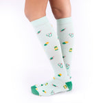 Certified Compression Socks Nurse Doctor Hospital Work & Travel Paw Prints Green Unisex