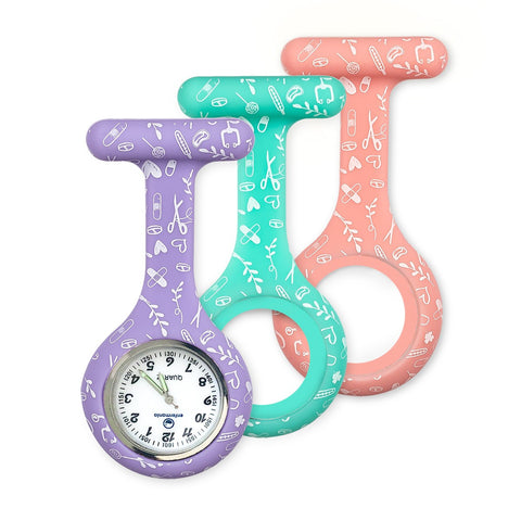 Silicone Nurse Fob Watch Glow in the Dark Sweet + 2 Teals Silicone Extra