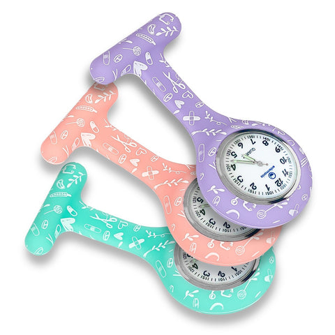 Silicone Nurse Fob Watch Quartz Machinery with Brooch Glow in the Dark Sweet