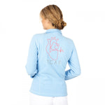 Personalised Custom Name Women Fleece Jacket Sweet Light Blue Design 1