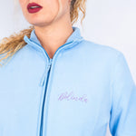 Personalised Custom Name Women Fleece Jacket Sweet Light Blue Design 4