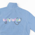 Personalised Custom Name Women Fleece Jacket Sweet Light Blue Design 5