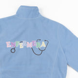 Personalised Custom Name Women Fleece Jacket Sweet Light Blue Design 2