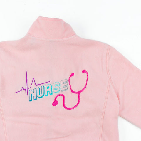 Personalised Custom Name Women Fleece Jacket Sweet Pink Design 1 Nurse