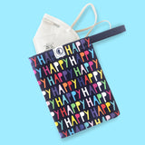 Multipurpose Bag Face Mask Holder Jewellery Keys Pouch 100% Cotton Happy