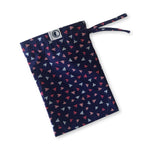 Multipurpose Bag Face Mask Holder Jewellery Keys Pouch 100% Cotton Navy Blue Hearts