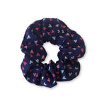 Scrunchie 100% Cotton Soft Elastic Navy Blue Hearts