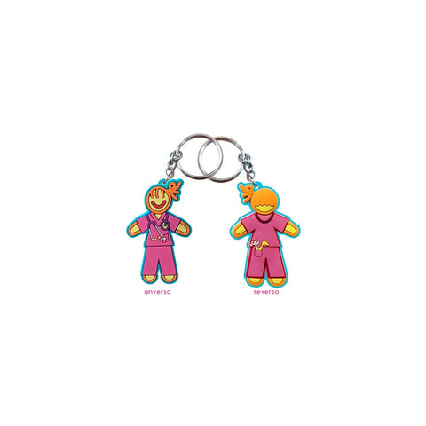 Keyring Girl Pink Doctor Nurse Double Sided