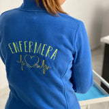 Personalised Custom Name Women Fleece Jacket Blue Design 1