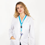 Lanyard with Trident Hook & Carabiner & Safety Clip for Nurses Salusplay Blue