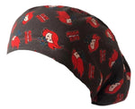 Long Hair Surgical Cap with Elastic Band - Black Widow