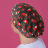 Long Hair Surgical Cap with Elastic Band - Black Widow