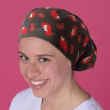 Long Hair Surgical Cap with Elastic Band - Black Widow