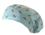 Long Hair Surgical Cap with Elastic Band - Blue Rainbow