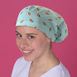 Long Hair Surgical Cap with Elastic Band - Blue Rainbow