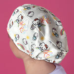 Long Hair Surgical Cap with Elastic Band - Kitty