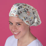 Long Hair Surgical Cap with Elastic Band - Kitty