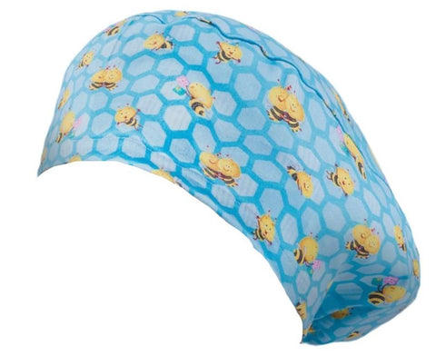 Long Hair Surgical Cap with Elastic Band - Bees