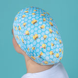 Long Hair Surgical Cap with Elastic Band - Bees