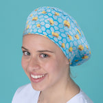 Long Hair Surgical Cap with Elastic Band - Bees