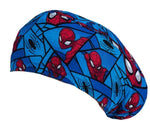 Long Hair Surgical Cap with Elastic Band - Blue Spiderman