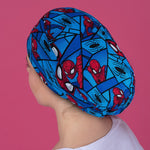 Long Hair Surgical Cap with Elastic Band - Blue Spiderman