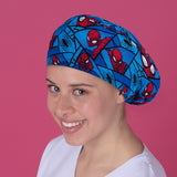 Long Hair Surgical Cap with Elastic Band - Blue Spiderman