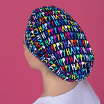 Long Hair Surgical Cap with Elastic Band - Happy