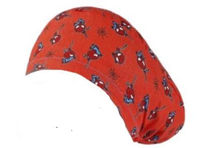 Long Hair Surgical Cap with Elastic Band - Spiderman Orange