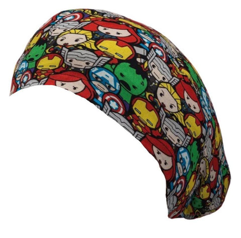 Long Hair Surgical Cap with Elastic Band - Superhero Cast