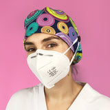 Long Hair Surgical Cap with with Buttons and Elastic Band - Psicodelia