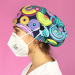 Long Hair Surgical Cap with with Buttons and Elastic Band - Psicodelia