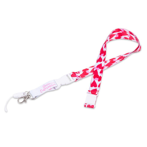 Lanyard with Trident Hook & Carabiner & Safety Clip Pink Heart