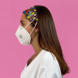 Headband Mask Holder with Buttons 100% Cotton N·U·R·S·E·S