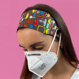 Headband Mask Holder with Buttons 100% Cotton N·U·R·S·E·S