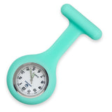 Silicone Nurse Fob Watch Quartz Machinery with Brooch Glow in the Dark Aqua