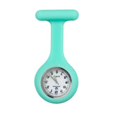 Silicone Nurse Fob Watch Quartz Machinery with Brooch Glow in the Dark Aqua