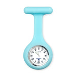 Silicone Nurse Fob Watch Quartz Machinery with Brooch Glow in the Dark Sky Blue