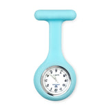 Silicone Nurse Fob Watch Quartz Machinery with Brooch Glow in the Dark Sky Blue