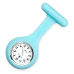 Silicone Nurse Fob Watch Quartz Machinery with Brooch Glow in the Dark Sky Blue