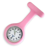 Silicone Nurse Fob Watch Quartz Machinery with Brooch Glow in the Dark Pink